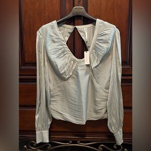 Anthropologie Blouson-Sleeve Blouse in Mint color